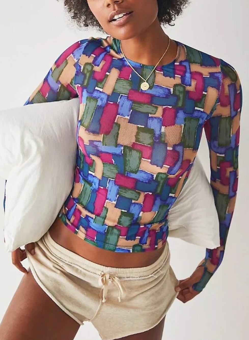 Y2K Only Hearts Sheer Mesh Geometric Top Small Retro 90s Indie Statement Artsy